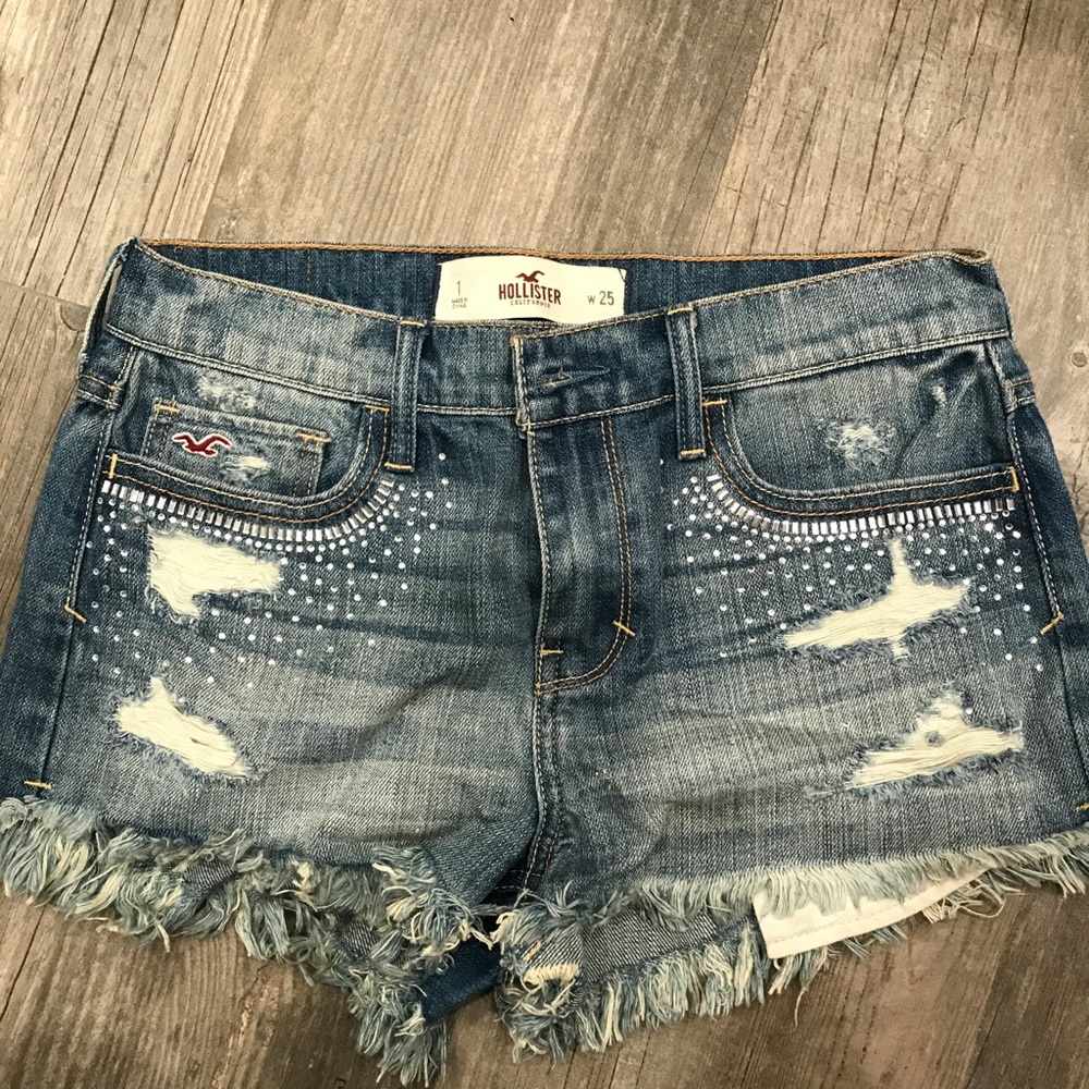 Hollister high waisted shorts with rhinestones